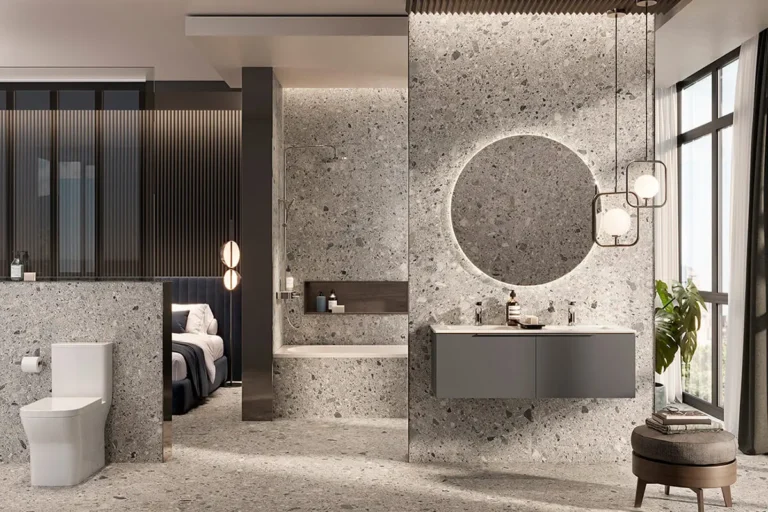 Bathroom with grey terrazo